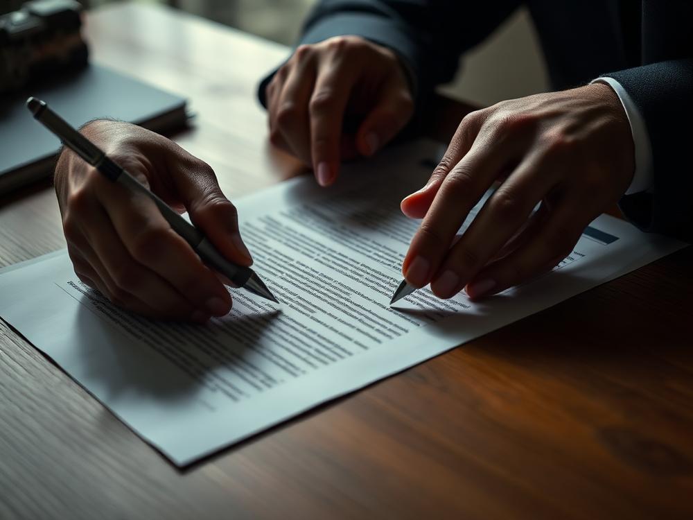 Attorney reviewing the fine print of a contract